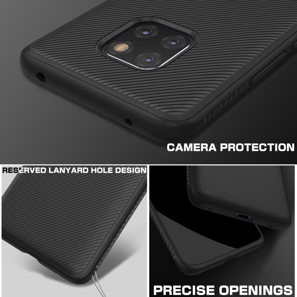 Huawei Mate 20 Pro Twill Slim Texture Back Cover Zwart afbeelding 4