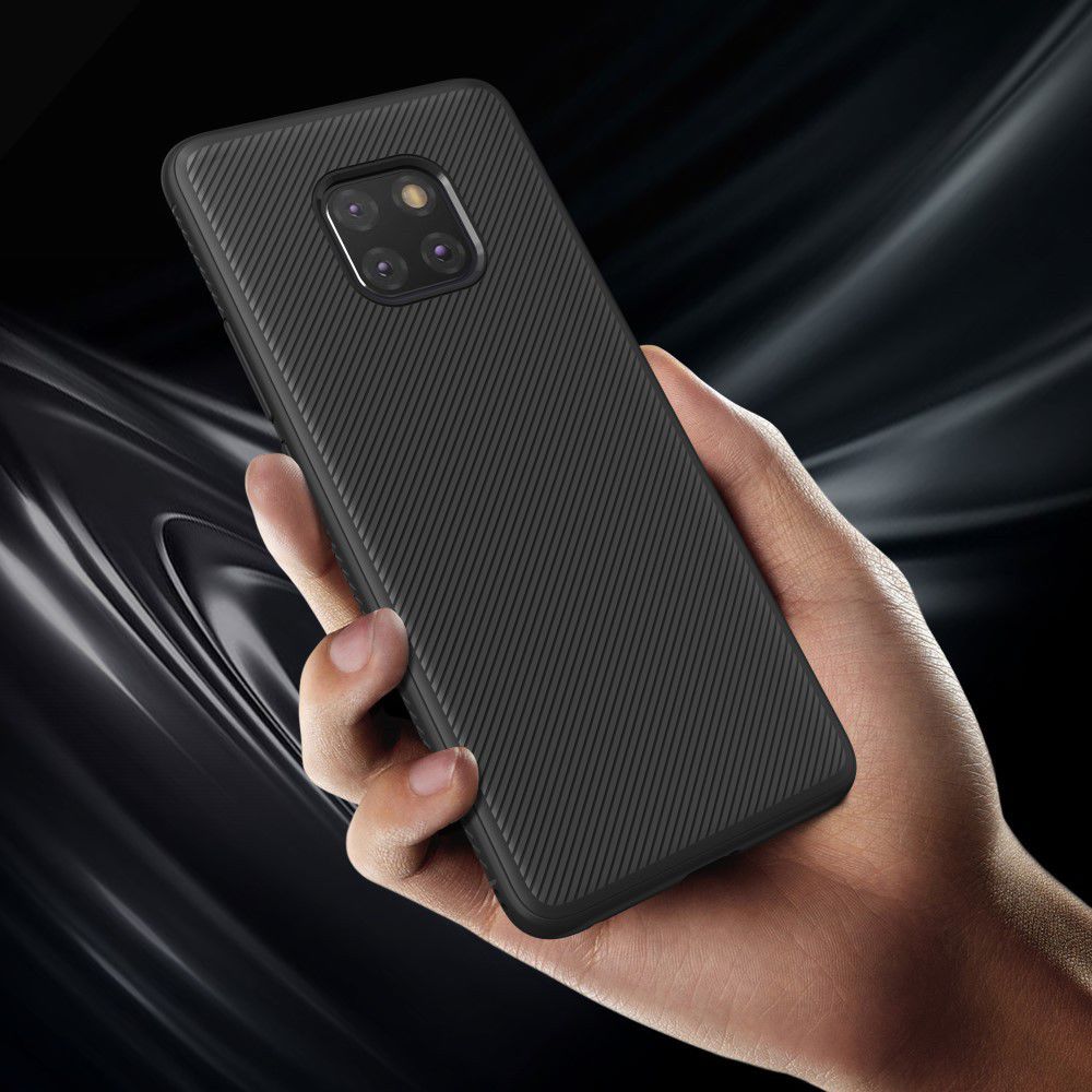 Huawei Mate 20 Pro Twill Slim Texture Back Cover Zwart afbeelding 5
