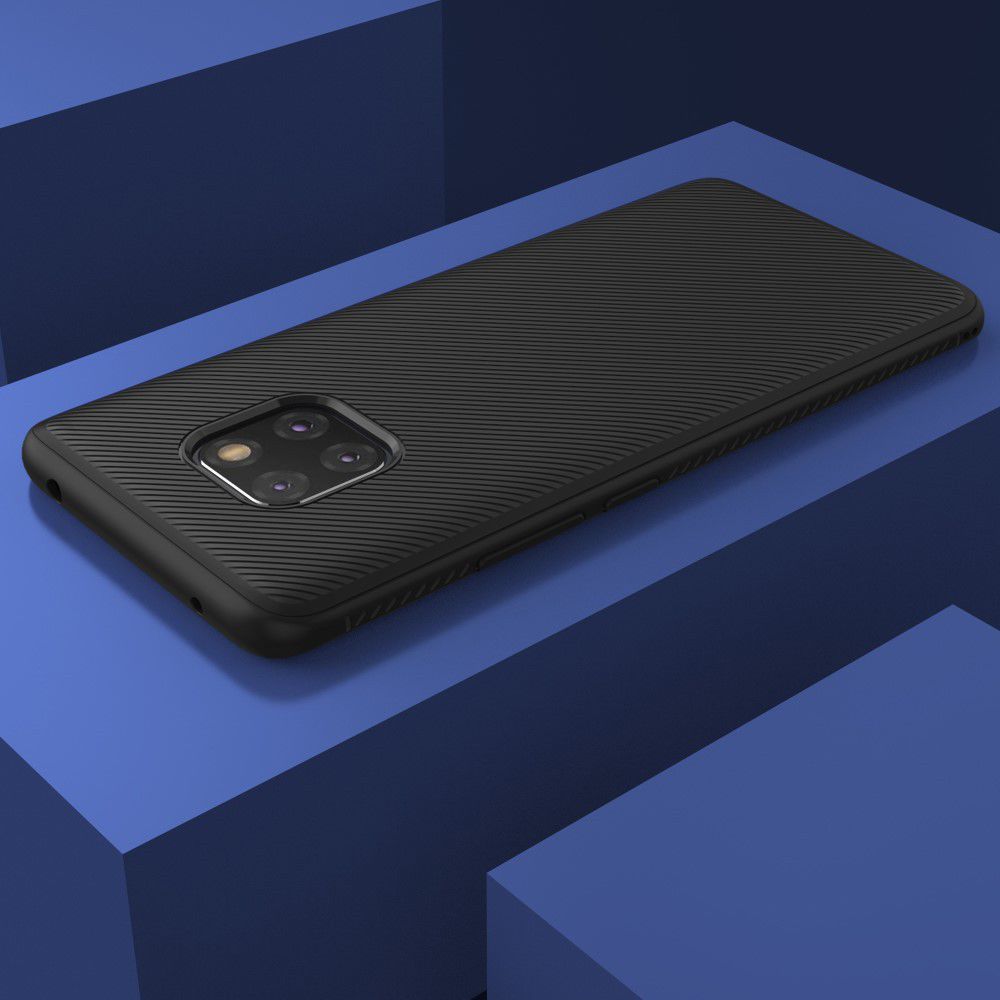 Huawei Mate 20 Pro Twill Slim Texture Back Cover Zwart afbeelding 6