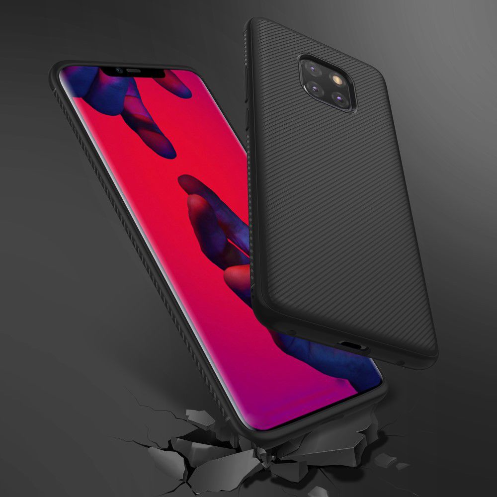 Huawei Mate 20 Pro Twill Slim Texture Back Cover Zwart afbeelding 8