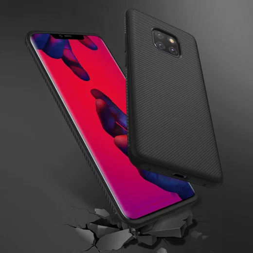 Huawei Mate 20 Pro Twill Slim Texture Back Cover Zwart afbeelding 8