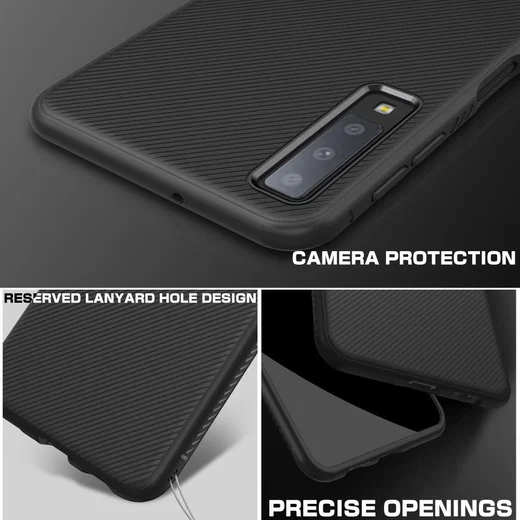 Samsung Galaxy A7 2018 Twill Slim Texture Back Cover Zwart afbeelding 7