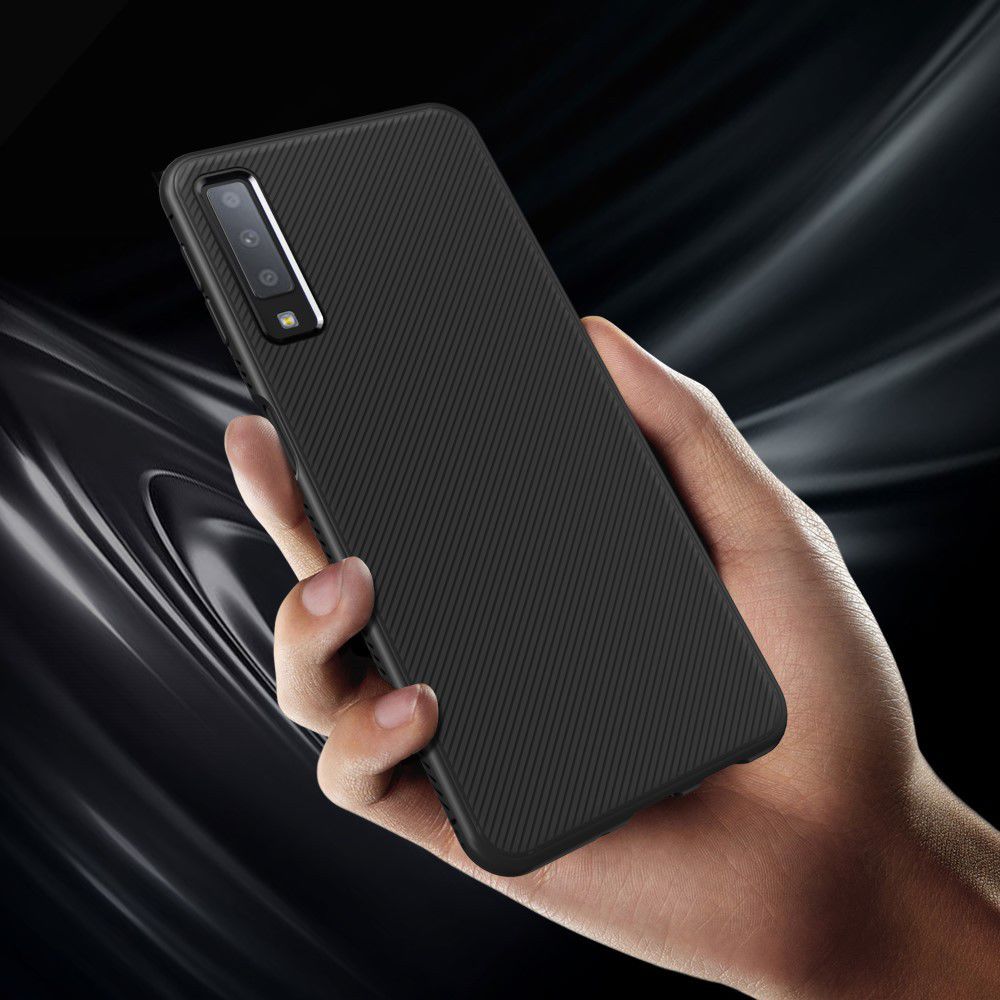 Samsung Galaxy A7 2018 Twill Slim Texture Back Cover Zwart afbeelding 5