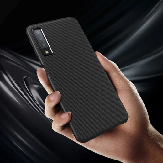 Samsung Galaxy A7 2018 Twill Slim Texture Back Cover Zwart afbeelding 5