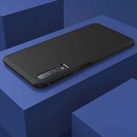 Samsung Galaxy A7 2018 Twill Slim Texture Back Cover Zwart afbeelding 4