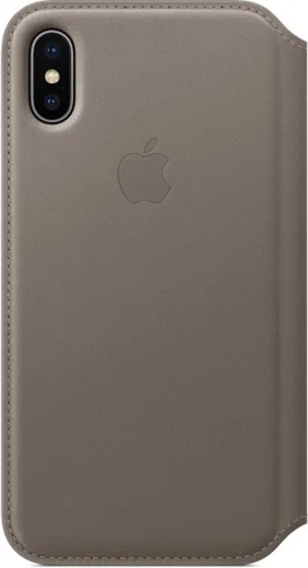 Originele Apple iPhone XS / X Leather Folio Taupe afbeelding 2