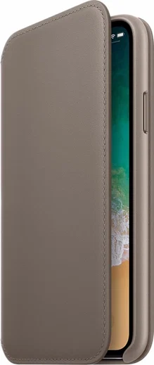 Originele Apple iPhone XS / X Leather Folio Taupe afbeelding 3