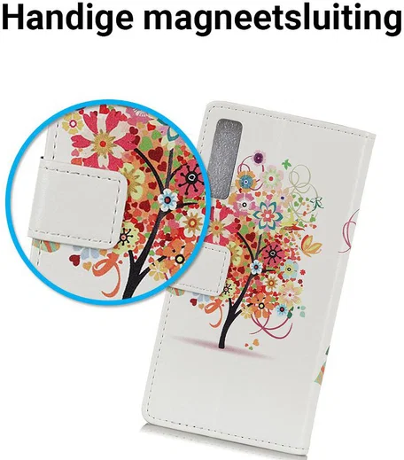 Samsung Galaxy A7 (2018) Portemonnee Print Hoesje Flower Tree afbeelding 5