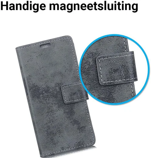 Samsung Galaxy A7 (2018) Retro Portemonnee Hoesje Grijs afbeelding 9