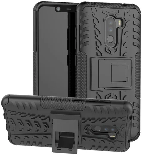 Xiaomi Pocophone F1 Robuust Hybride Hoesje Zwart afbeelding 1