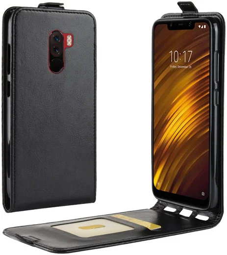Xiaomi Pocophone F1 Verticaal Flip Hoesje Zwart afbeelding 1