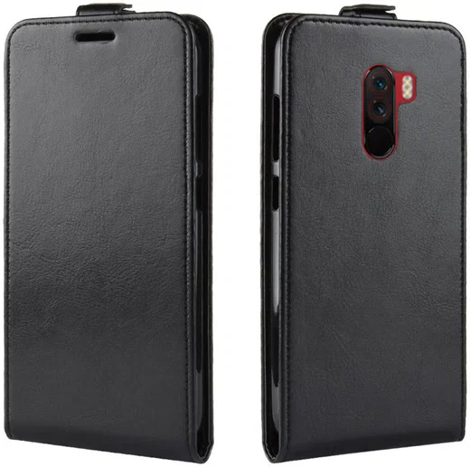 Xiaomi Pocophone F1 Verticaal Flip Hoesje Zwart afbeelding 3