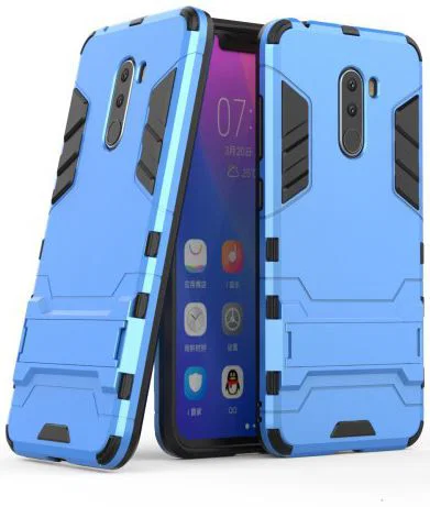 Xiaomi Pocophone F1 Hybrid Kickstand Hoesje Blauw afbeelding 4