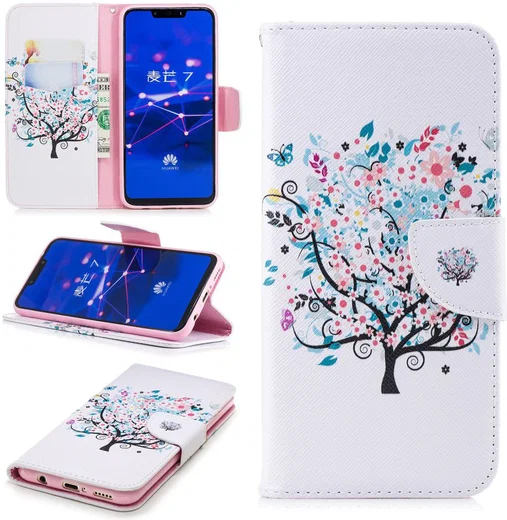 Huawei Mate 20 Lite Portemonnee Hoesje met Flower Tree Print afbeelding 2