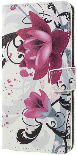 Samsung Galaxy A7 2018 Portemonnee Hoesje met Bloem Print afbeelding 1