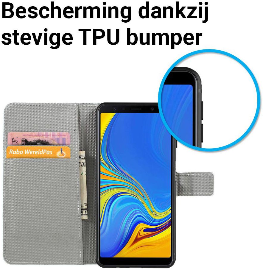 Samsung Galaxy A7 2018 Portemonnee Hoesje met Blossom Print afbeelding 5