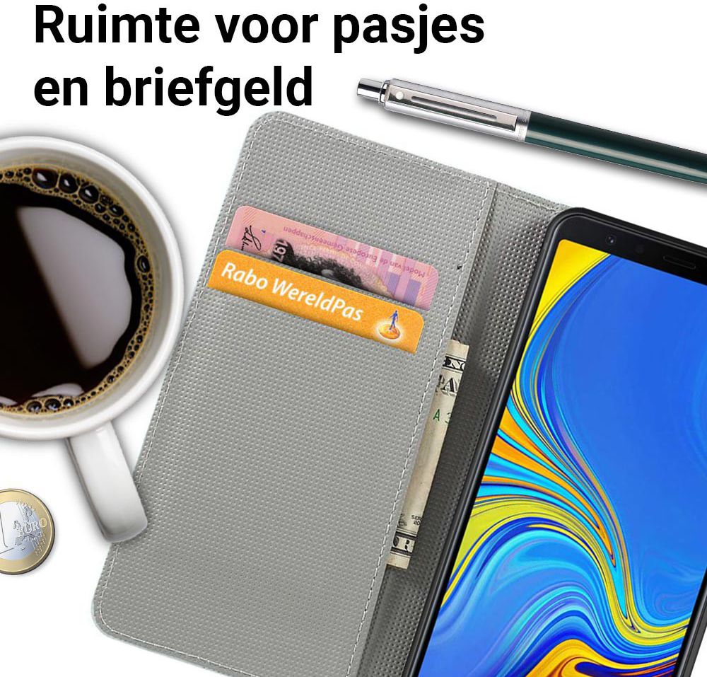 Samsung Galaxy A7 2018 Portemonnee Hoesje met Blossom Print afbeelding 6
