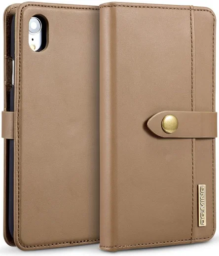Apple iPhone XR Leren 2-in-1 Bookcase en Back Cover Hoesje Bruin afbeelding 1