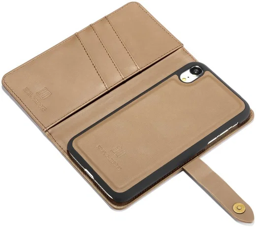 Apple iPhone XR Leren 2-in-1 Bookcase en Back Cover Hoesje Bruin afbeelding 13