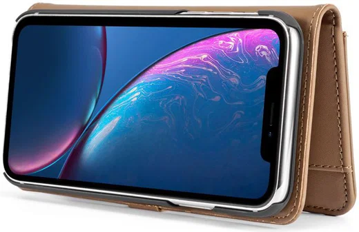 Apple iPhone XR Leren 2-in-1 Bookcase en Back Cover Hoesje Bruin afbeelding 5