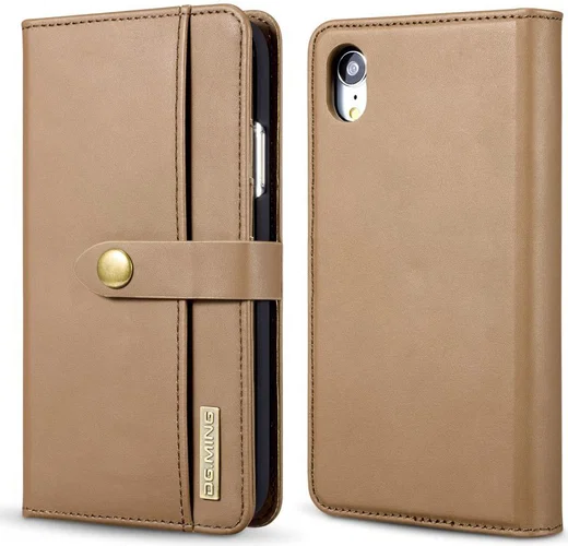 Apple iPhone XR Leren 2-in-1 Bookcase en Back Cover Hoesje Bruin afbeelding 6