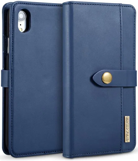 Apple iPhone XR Leren 2-in-1 Bookcase en Back Cover Hoesje Blauw afbeelding 1