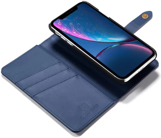 Apple iPhone XR Leren 2-in-1 Bookcase en Back Cover Hoesje Blauw afbeelding 4