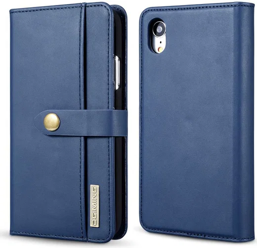 Apple iPhone XR Leren 2-in-1 Bookcase en Back Cover Hoesje Blauw afbeelding 6