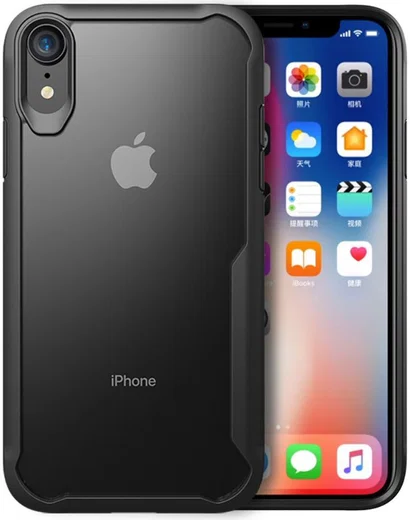 Apple iPhone XR Transparant Hoesje Armor Backcover Zwart afbeelding 1