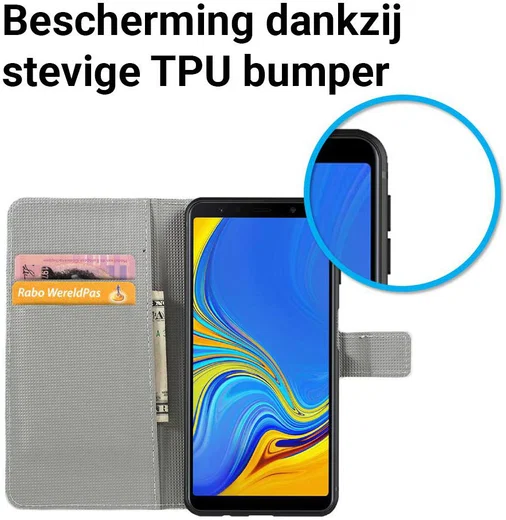 Samsung Galaxy A7 (2018) Portemonnee hoesje Dont touch my phone afbeelding 4