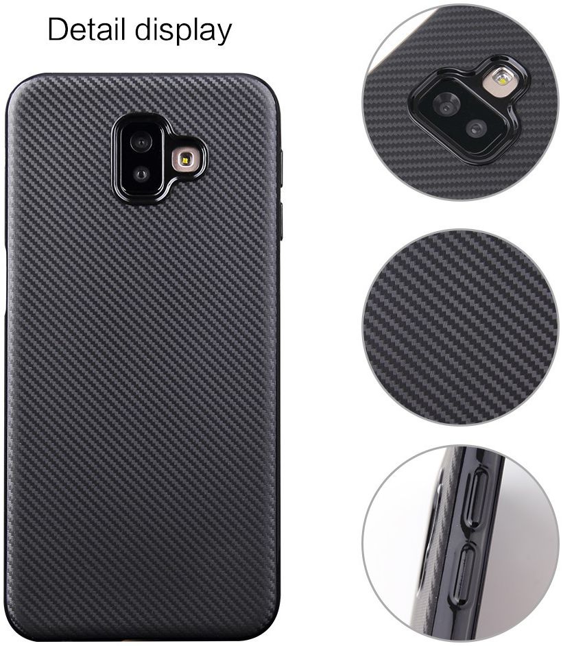 Samsung Galaxy J6 Plus Carbon TPU Hoesje Zwart afbeelding 3