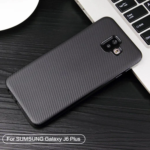 Samsung Galaxy J6 Plus Carbon TPU Hoesje Zwart afbeelding 5