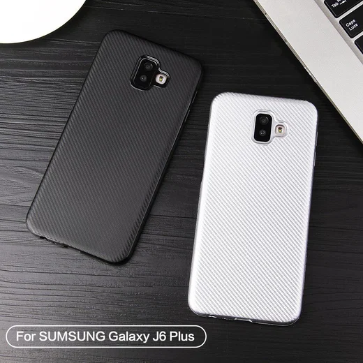 Samsung Galaxy J6 Plus Carbon TPU Hoesje Zwart afbeelding 6