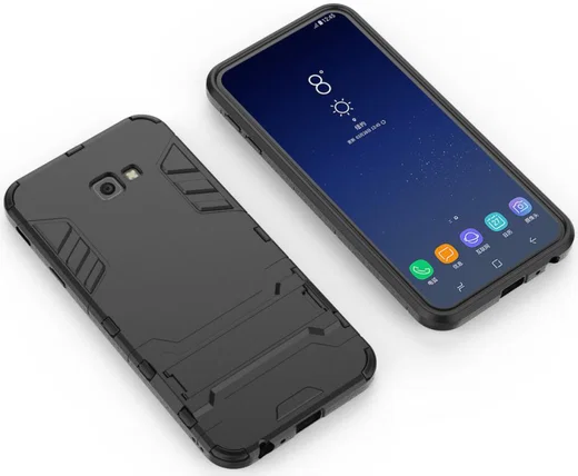 Samsung Galaxy J4 Plus Hyrbride Kickstand Hoesje Zwart afbeelding 5