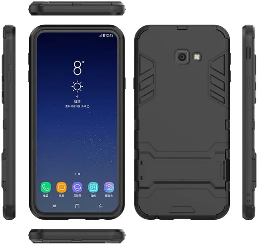 Samsung Galaxy J4 Plus Hyrbride Kickstand Hoesje Zwart afbeelding 7
