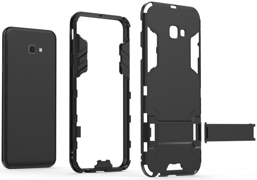 Samsung Galaxy J4 Plus Hyrbride Kickstand Hoesje Zwart afbeelding 8
