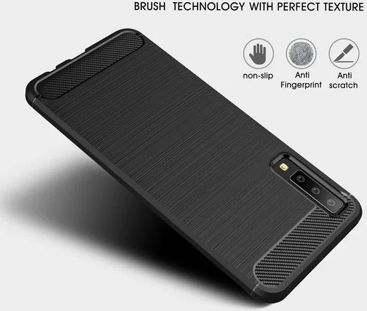 Samsung Galaxy A7 2018 Geborsteld TPU Hoesje Rood afbeelding 9