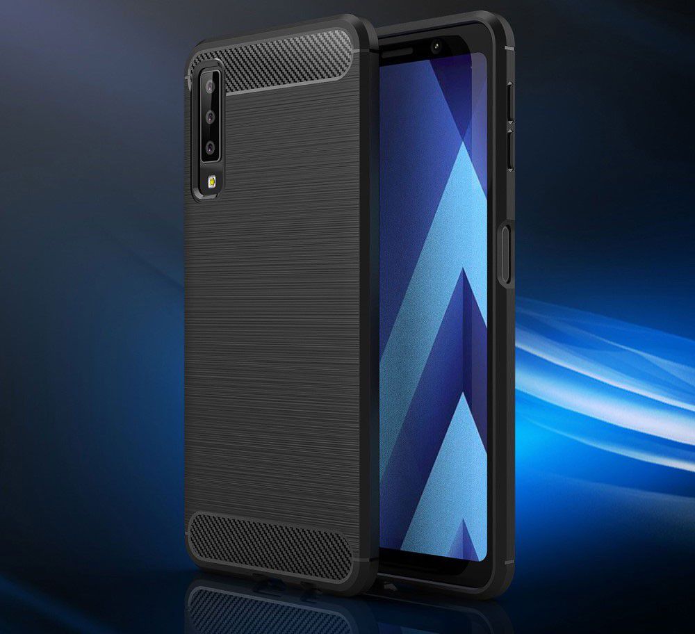Samsung Galaxy A7 2018 Geborsteld TPU Hoesje Grijs afbeelding 8
