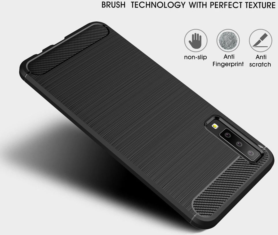 Samsung Galaxy A7 2018 Geborsteld TPU Hoesje Grijs afbeelding 9