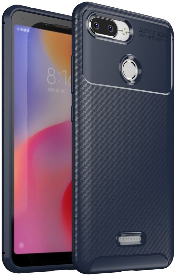 Xiaomi Redmi 6 Siliconen Carbon Hoesje Blauw afbeelding 1
