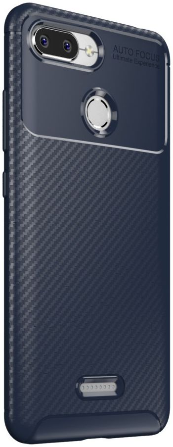 Xiaomi Redmi 6 Siliconen Carbon Hoesje Blauw afbeelding 2