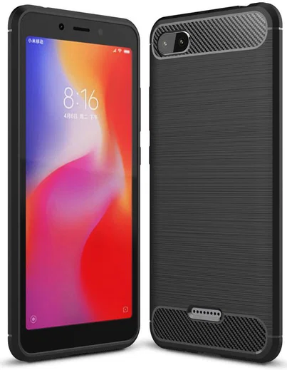 Xiaomi Redmi 6A Geborsteld TPU Hoesje Zwart afbeelding 1