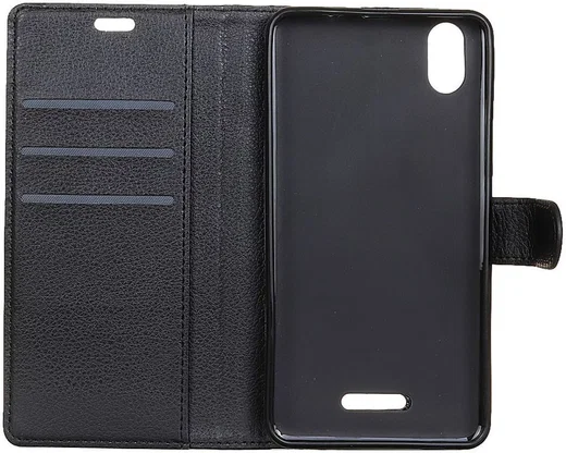 Wiko View 2 Go Kunstlederen Wallet Stand Hoesje Zwart afbeelding 2