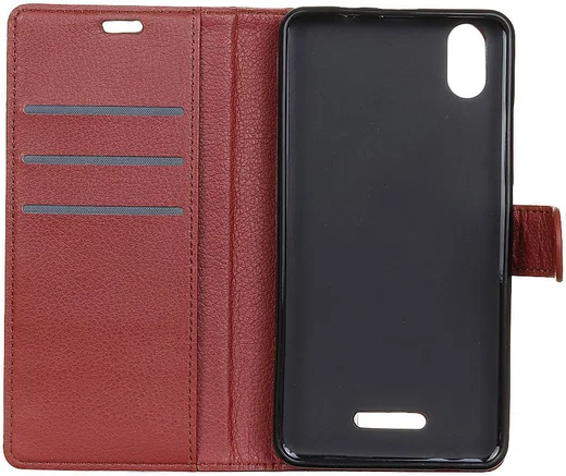 Wiko View 2 Go Kunstlederen Wallet Stand Hoesje Bruin afbeelding 2