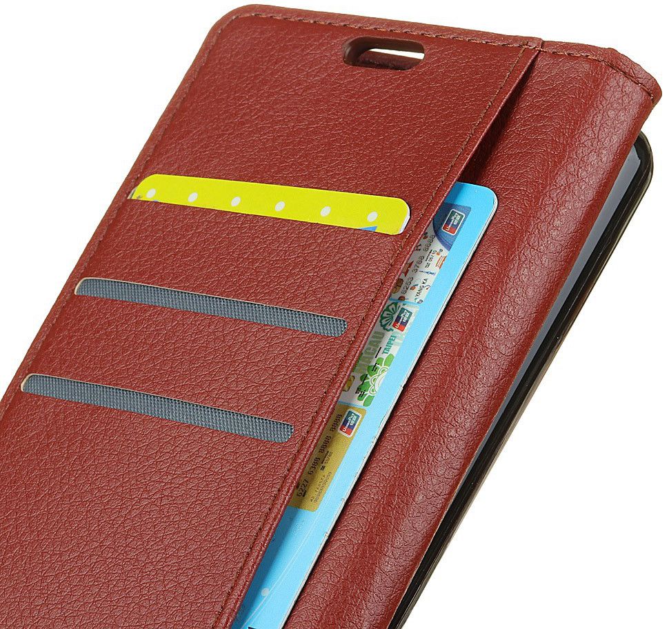 Wiko View 2 Go Kunstlederen Wallet Stand Hoesje Bruin afbeelding 5