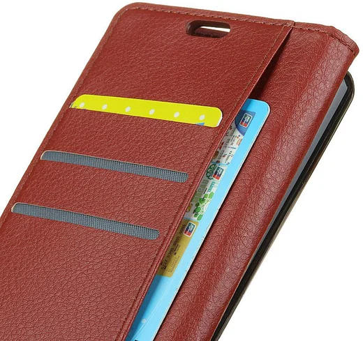 Wiko View 2 Go Kunstlederen Wallet Stand Hoesje Bruin afbeelding 5