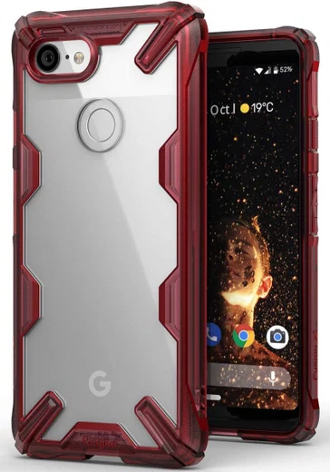 Ringke Fusion X Google Pixel 3 Hoesje Doorzichtig Rood afbeelding 1