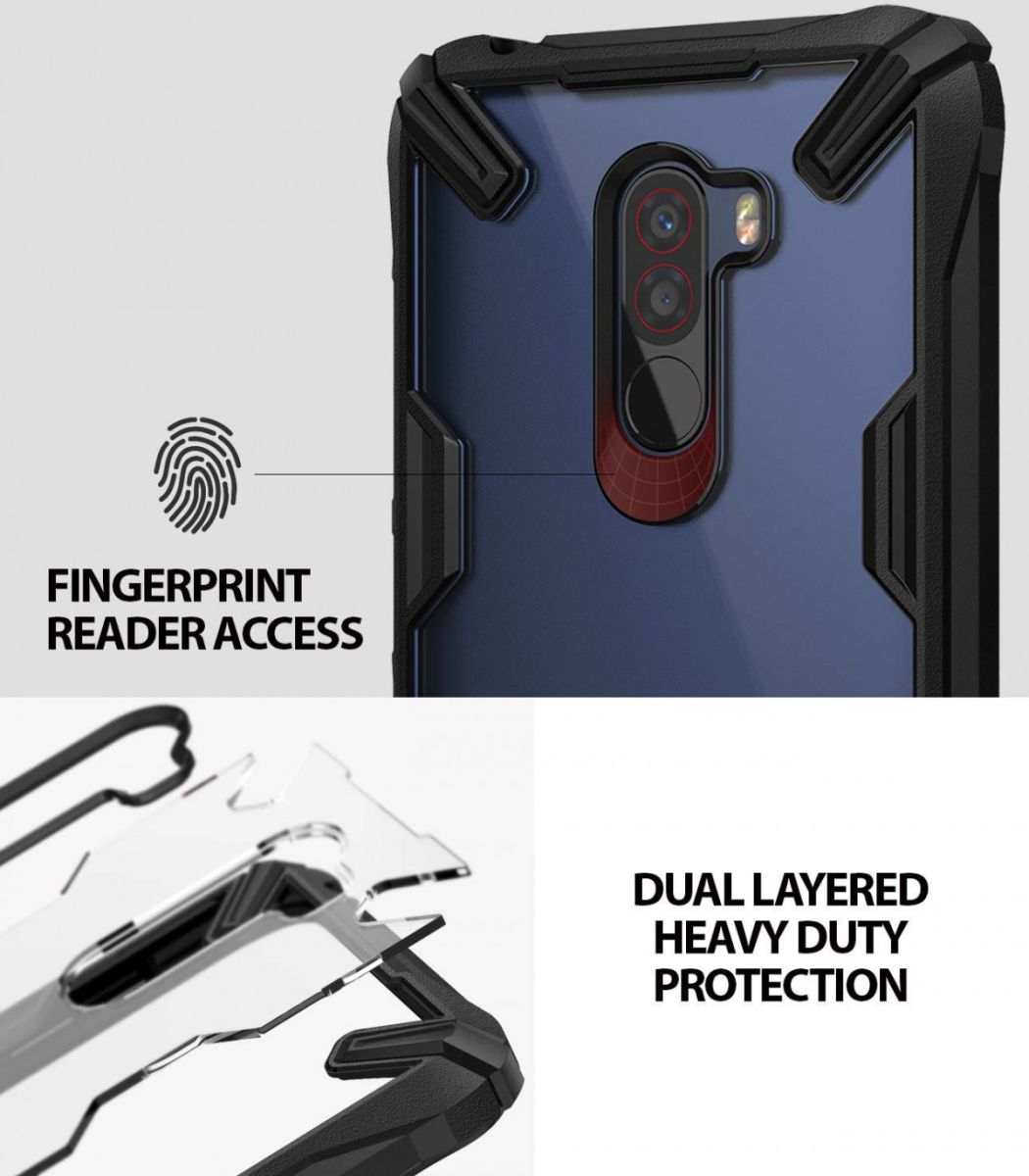 Ringke Fusion X Xiaomi PocoPhone F1 Hoesje Doorzichtig Zwart afbeelding 7