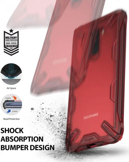 Ringke Fusion X Xiaomi PocoPhone F1 Hoesje Doorzichtig Rood afbeelding 2