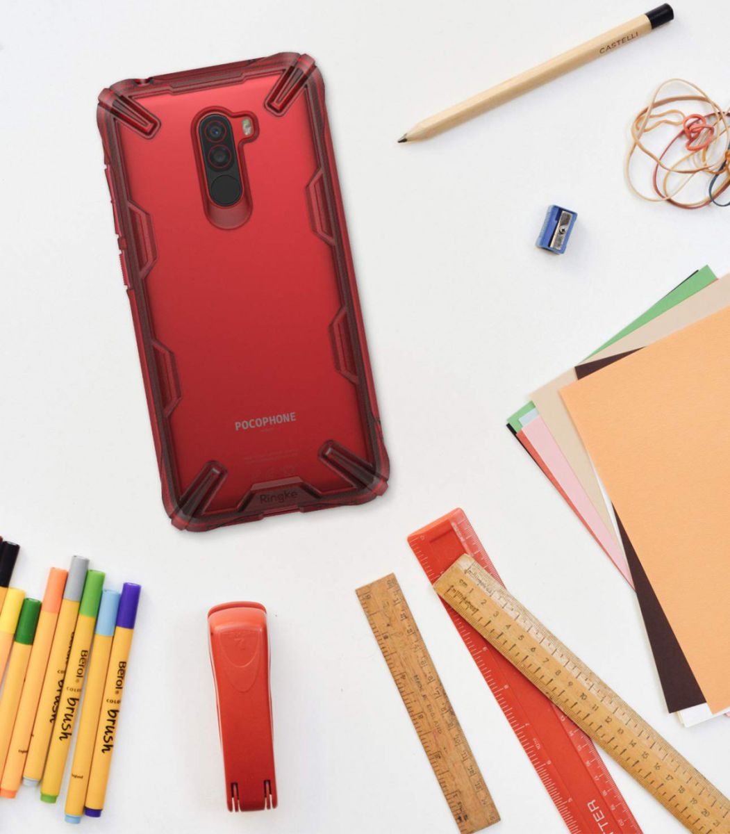 Ringke Fusion X Xiaomi PocoPhone F1 Hoesje Doorzichtig Rood afbeelding 5